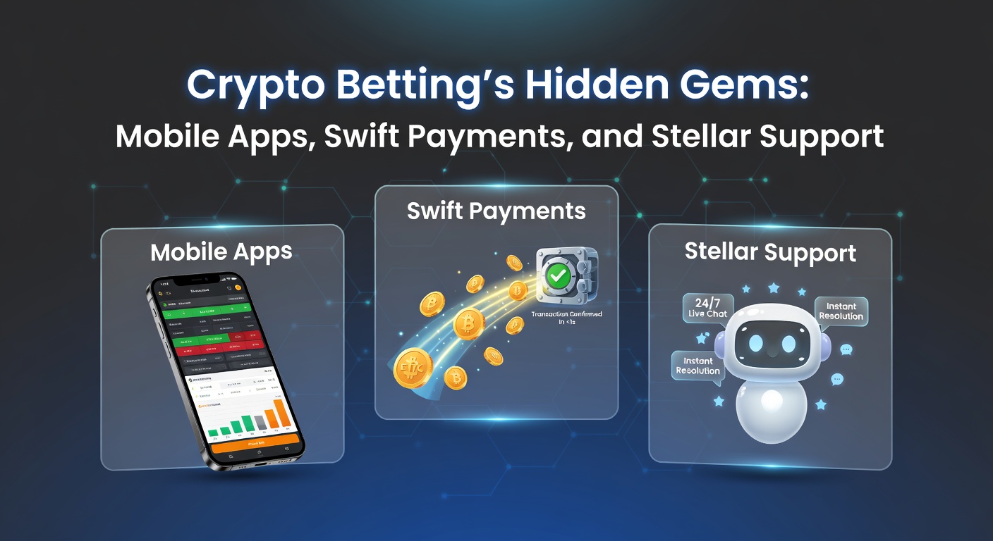 Smartphone mit einer Crypto-Betting-App im Vordergrund, das Live-Wetten und Wallet-Integration zeigt