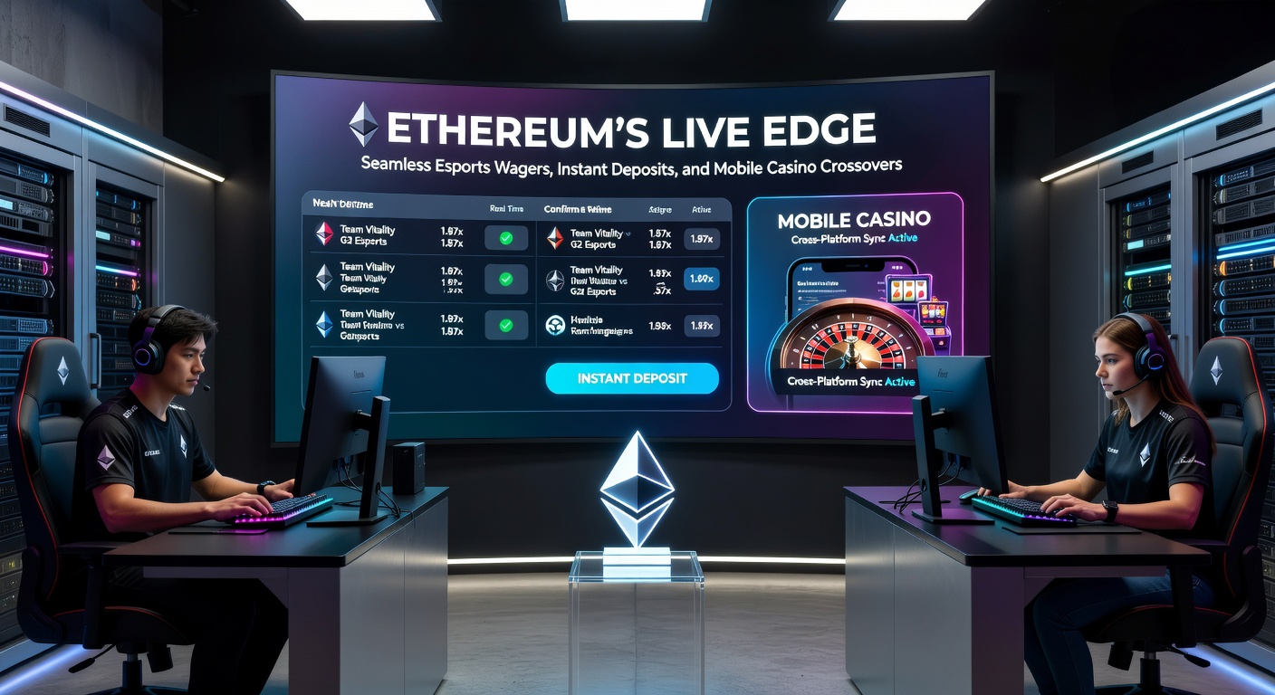 Mobile Ethereum-Casino-App mit Esports-Live-Wetten und Echtzeit-Transaktionen auf Smartphone