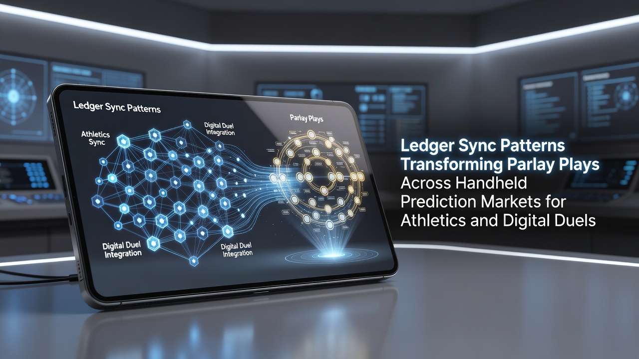 Illustration von Ledger-Synchronisationsmustern in mobilen Sport- und Esports-Prognosemärkten mit Fokus auf Parlay-Wetten