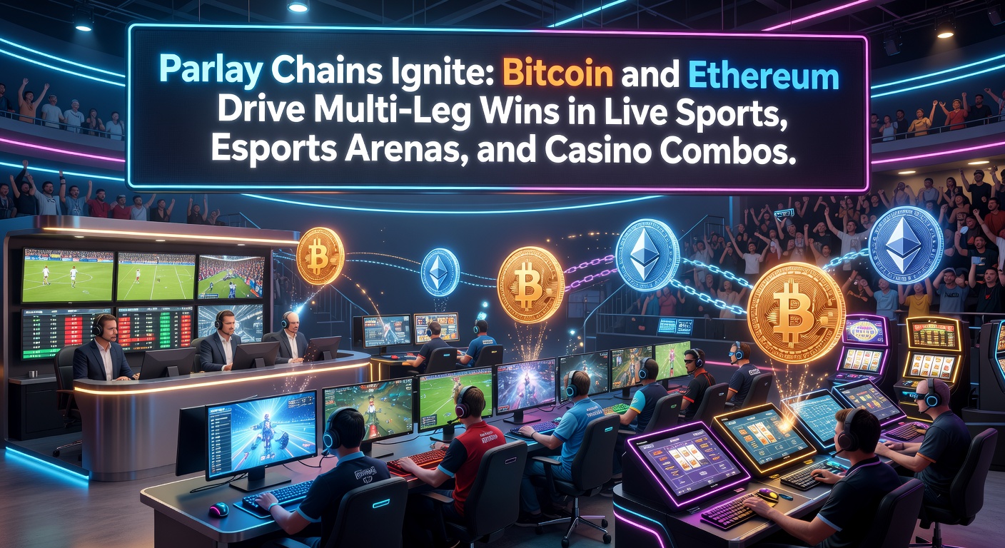 Dynamische Parlay-Kette mit Bitcoin- und Ethereum-Transaktionen in Live-Sport- und Esports-Szenen