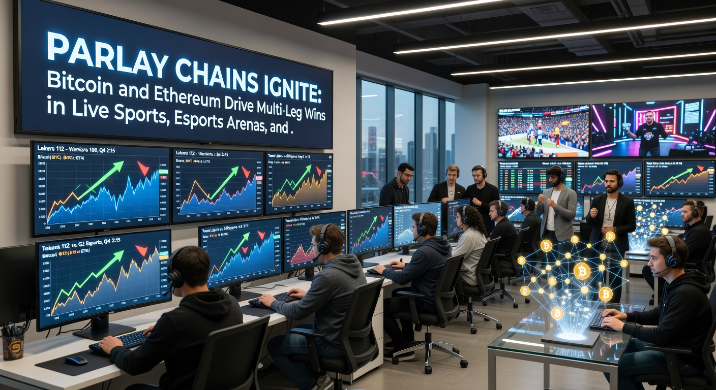 Ethereum-basierte Parlay-Kette in einem intensiven Esports-Match mit Live-Sport- und Casino-Elementen