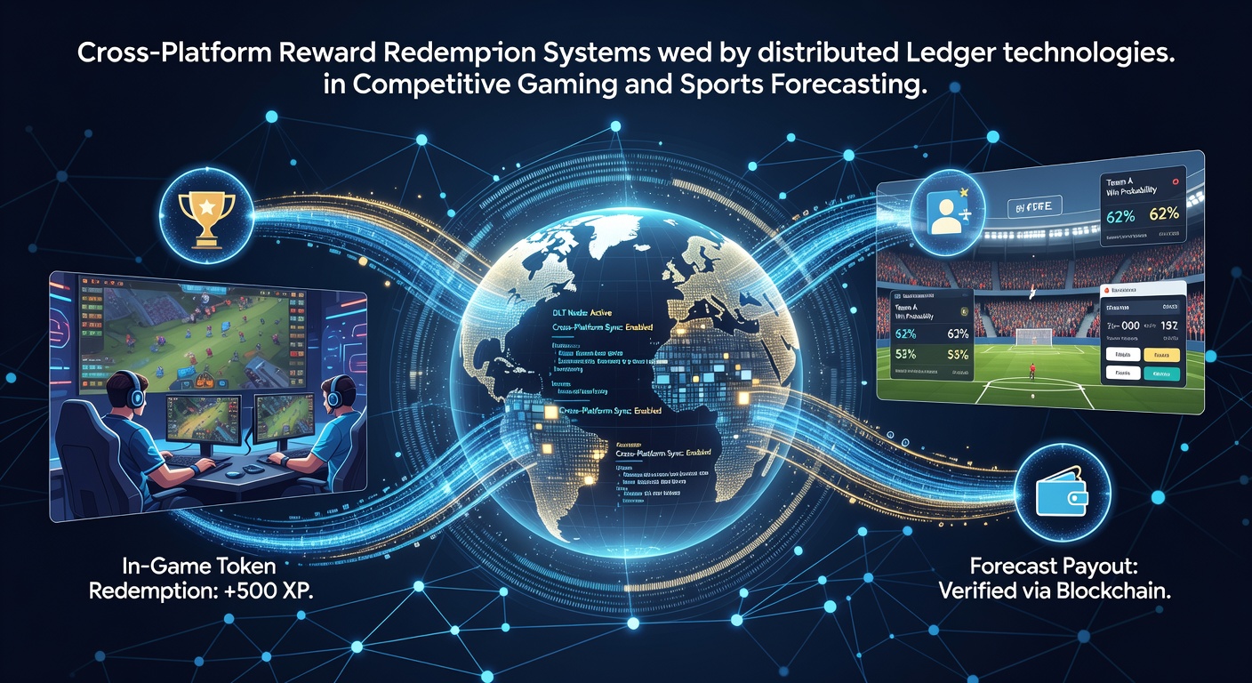Darstellung der Integration von Distributed-Ledger-Technologien in plattformübergreifende Gaming-Belohnungssysteme und Sportprognosen