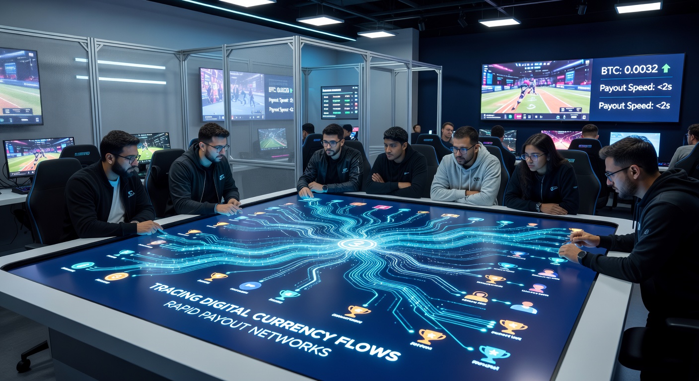 Darstellung von digitalen Währungsströmen in mobilen Esports-Umgebungen mit Fokus auf schnelle Netzwerke und Arena-Setups